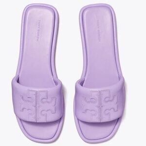 TORY BURCH Double T Sport Slides Patent Leather